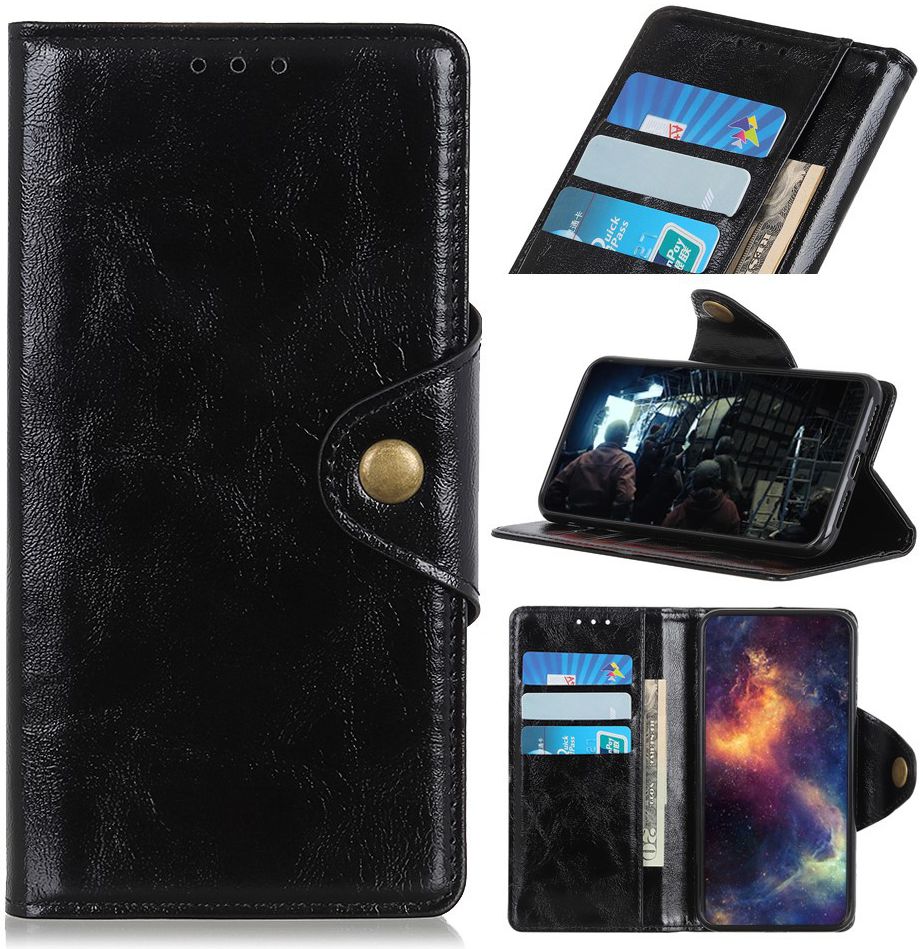 Samsung Galaxy A40 Portemonnee Knoop Hoesje Zwart afbeelding 9