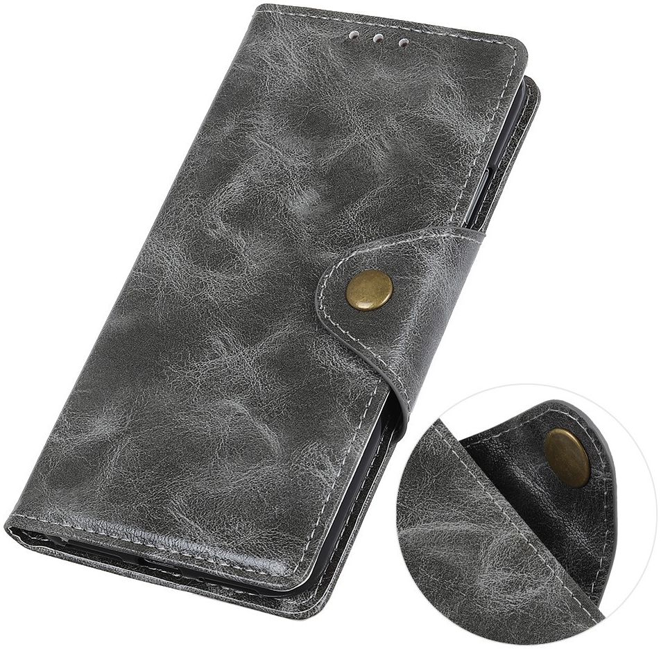 Samsung Galaxy A40 Portemonnee Knoop Hoesje Grijs afbeelding 6