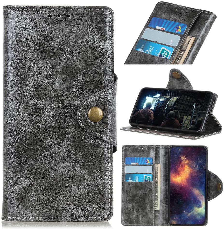 Samsung Galaxy A40 Portemonnee Knoop Hoesje Grijs afbeelding 9