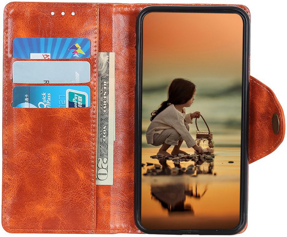 Samsung Galaxy A40 Portemonnee Knoop Hoesje Oranje afbeelding 2