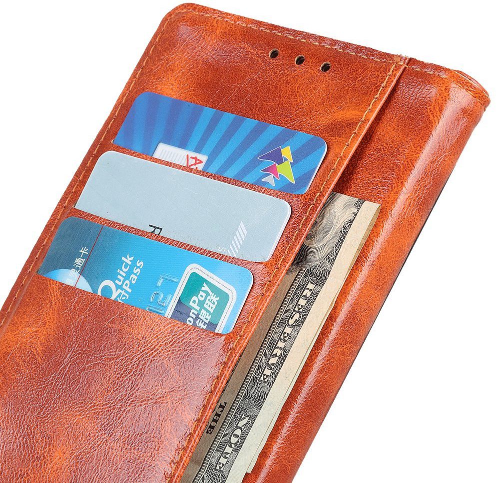 Samsung Galaxy A40 Portemonnee Knoop Hoesje Oranje afbeelding 3