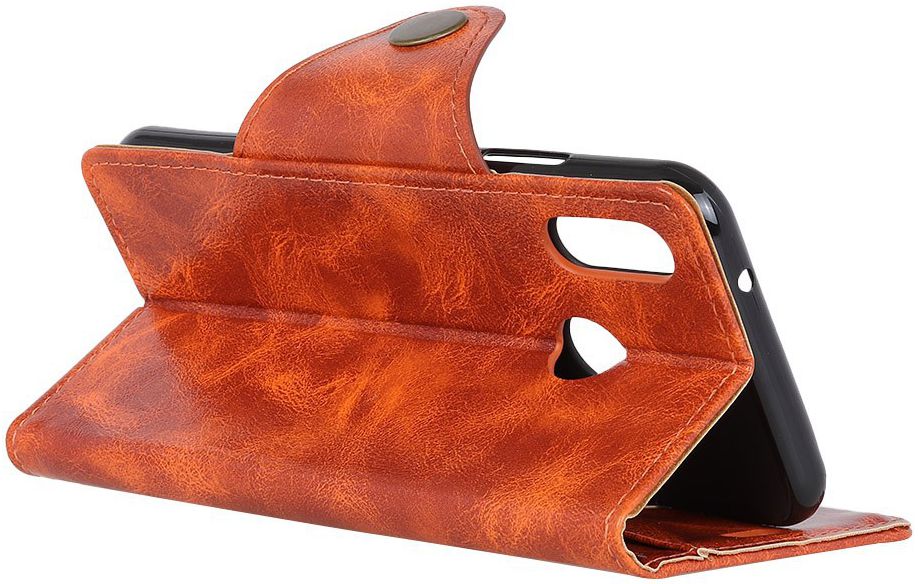 Samsung Galaxy A40 Portemonnee Knoop Hoesje Oranje afbeelding 4