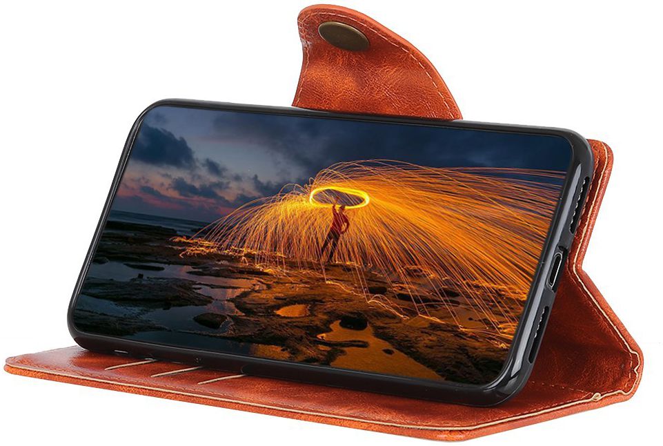 Samsung Galaxy A40 Portemonnee Knoop Hoesje Oranje afbeelding 5