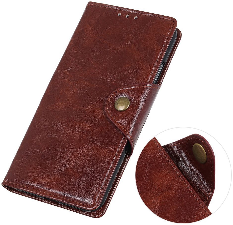 Samsung Galaxy A40 Portemonnee Knoop Hoesje Bruin afbeelding 6