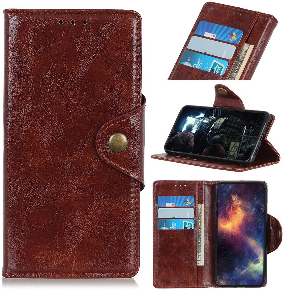 Samsung Galaxy A40 Portemonnee Knoop Hoesje Bruin afbeelding 9