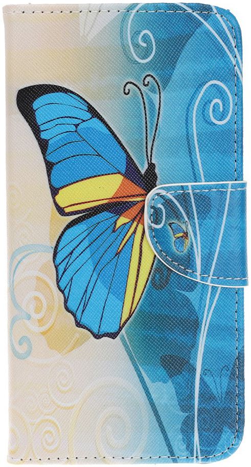 Samsung Galaxy A70 Portemonnee Print Hoesje Blauw Vlinder afbeelding 1