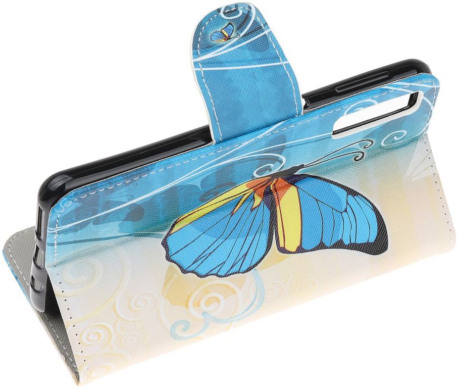 Samsung Galaxy A70 Portemonnee Print Hoesje Blauw Vlinder afbeelding 3