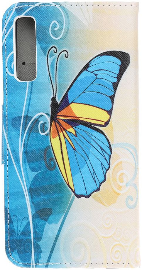Samsung Galaxy A70 Portemonnee Print Hoesje Blauw Vlinder afbeelding 4