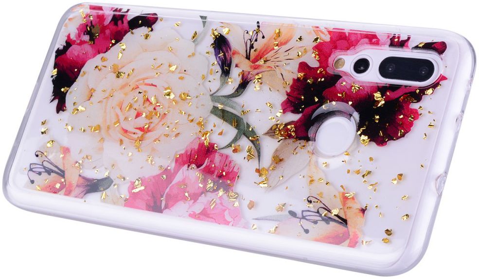 Huawei Y7 (2019) Glitter TPU Hoesje met Print Elegant Flowers afbeelding 6