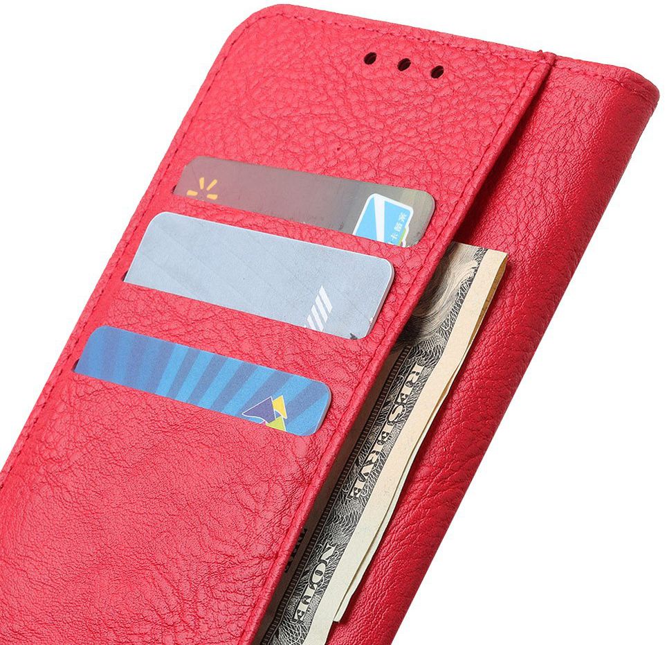 Samsung Galaxy A50 Book Case Hoesje Wallet Stand Kunst Leer Rood afbeelding 3