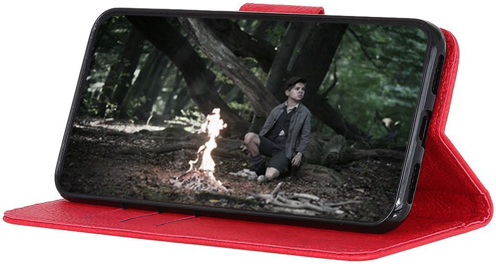 Samsung Galaxy A50 Book Case Hoesje Wallet Stand Kunst Leer Rood afbeelding 5