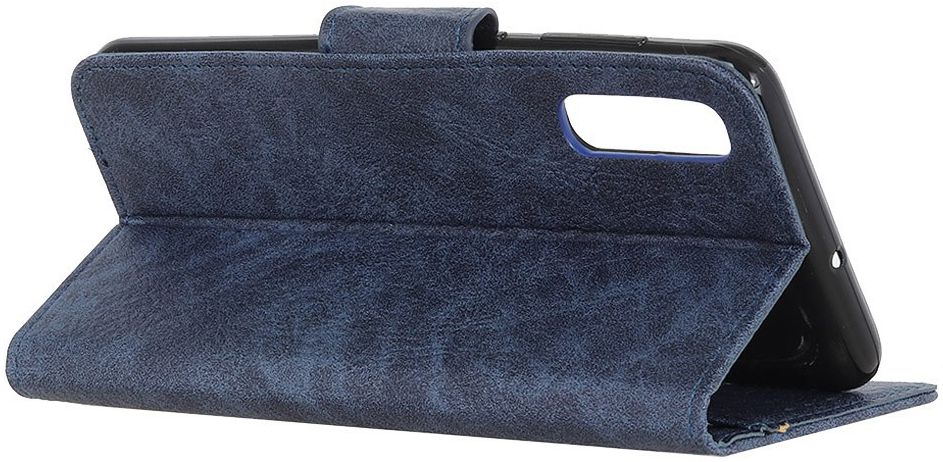 Samsung Galaxy A50 Book Case Hoesje Wallet Stand Kunst Leer Blauw afbeelding 4