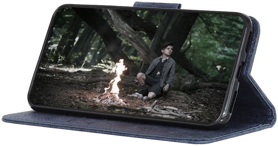 Samsung Galaxy A50 Book Case Hoesje Wallet Stand Kunst Leer Blauw afbeelding 5