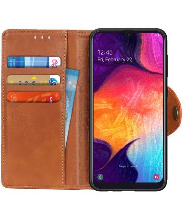 Samsung Galaxy A50 Book Case Hoesje Wallet Stand Kunst Leer Bruin Hoesjes