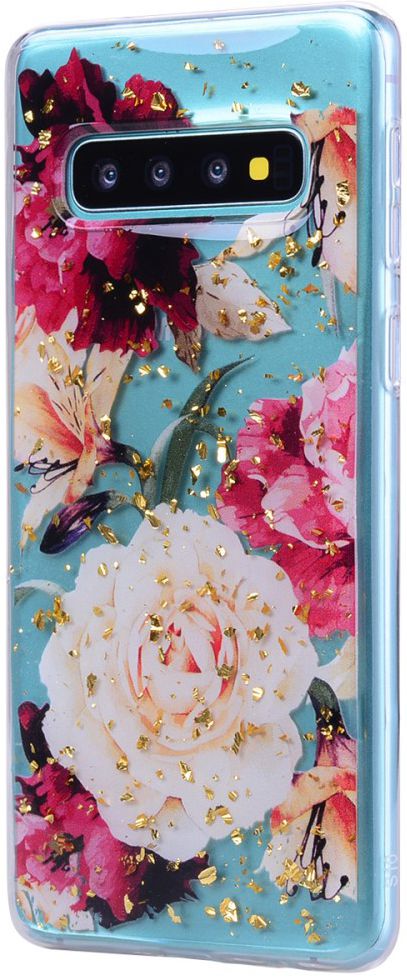 Samsung Galaxy S10 Glitter TPU Hoesje met Print Elegant Flowers afbeelding 5