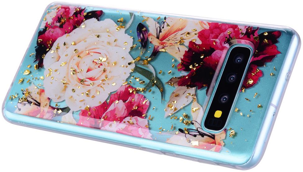 Samsung Galaxy S10 Glitter TPU Hoesje met Print Elegant Flowers afbeelding 6