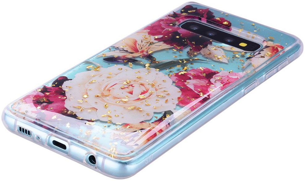 Samsung Galaxy S10 Glitter TPU Hoesje met Print Elegant Flowers afbeelding 7