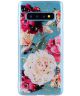 Samsung Galaxy S10 Plus Glitter TPU Hoesje met Print Elegant Flowers