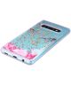 Samsung Galaxy S10 Plus Glitter TPU Hoesje met Print Pink Flowers
