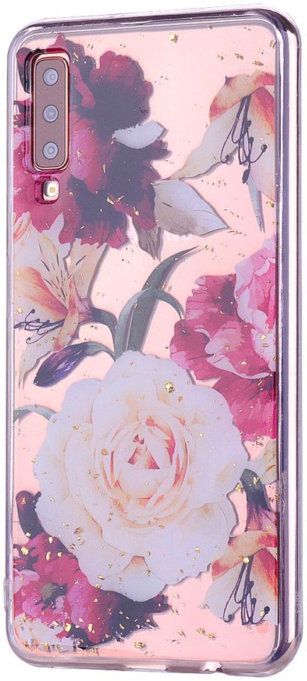 Samsung Galaxy A7 (2018) Glitter TPU Hoesje met Print Elegant Flowers afbeelding 5