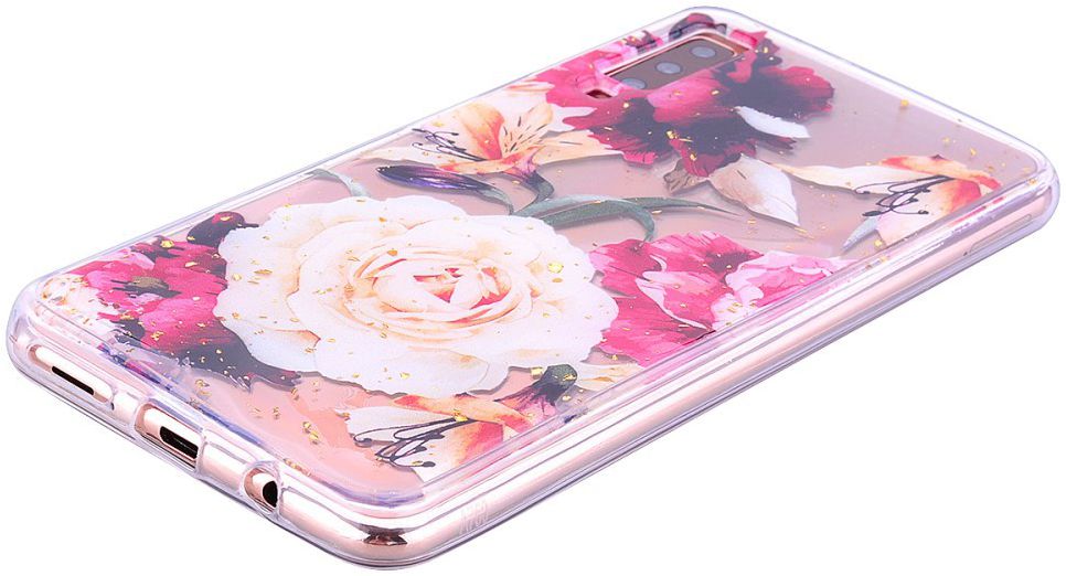 Samsung Galaxy A7 (2018) Glitter TPU Hoesje met Print Elegant Flowers afbeelding 7