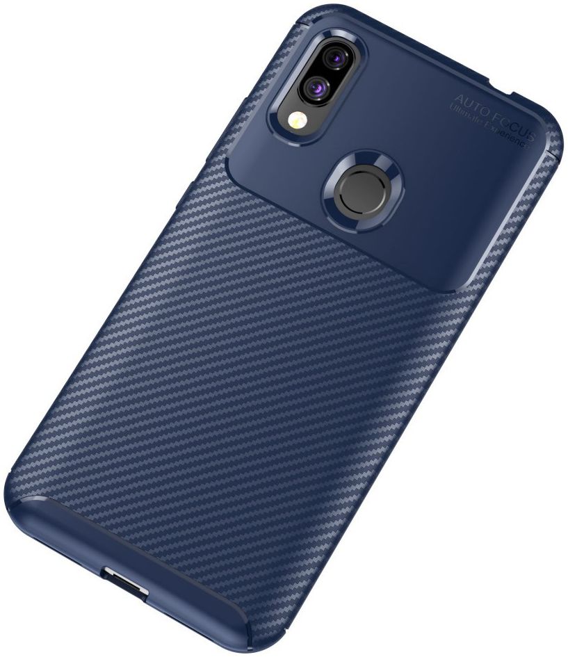 Xiaomi Redmi 7 Siliconen Carbon Hoesje Blauw afbeelding 2