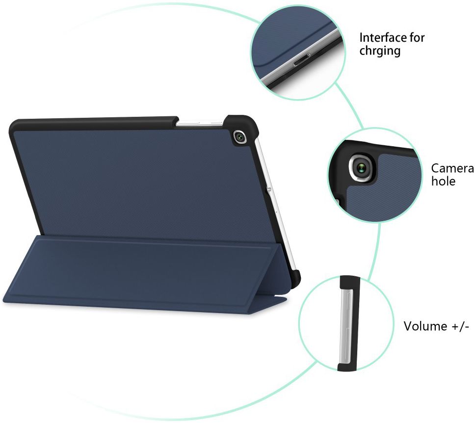 Samsung Galaxy Tab A 10.1 (2019) Tri-fold Hoes Blauw afbeelding 3
