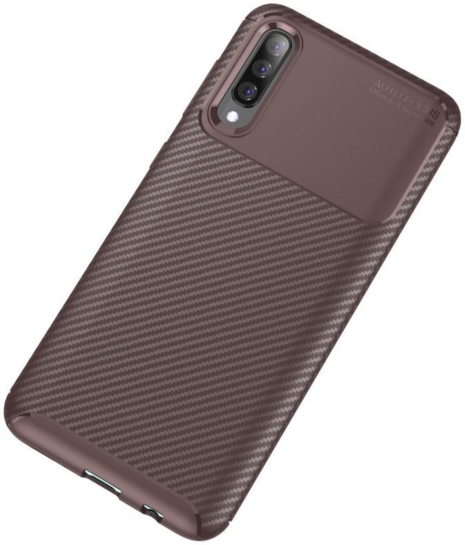 Samsung Galaxy A70 Siliconen Carbon Hoesje Rood afbeelding 2