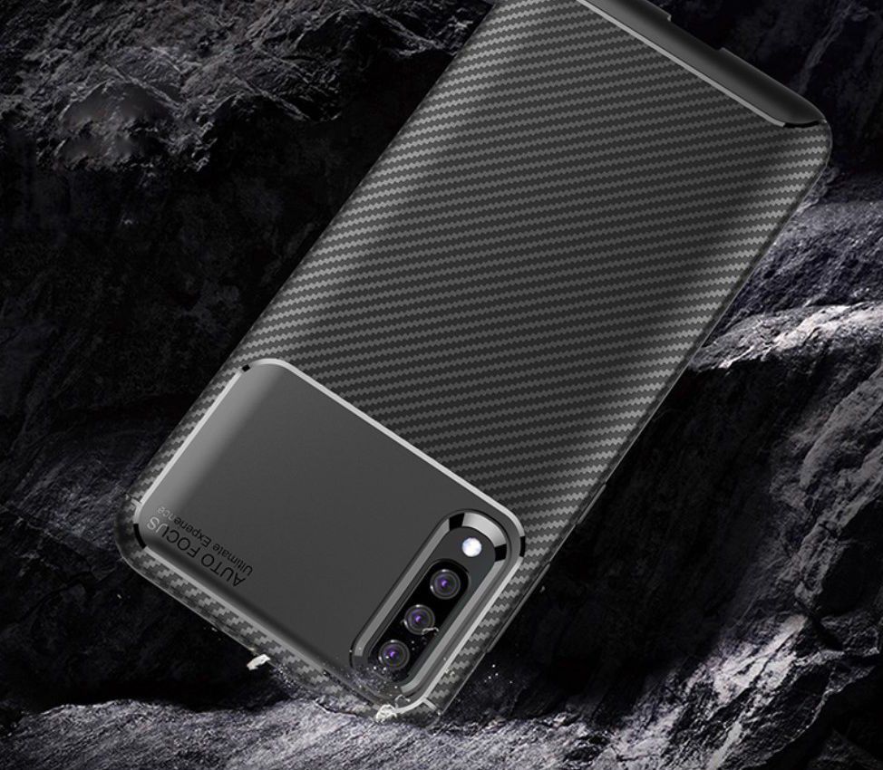 Samsung Galaxy A70 Siliconen Carbon Hoesje Rood afbeelding 4