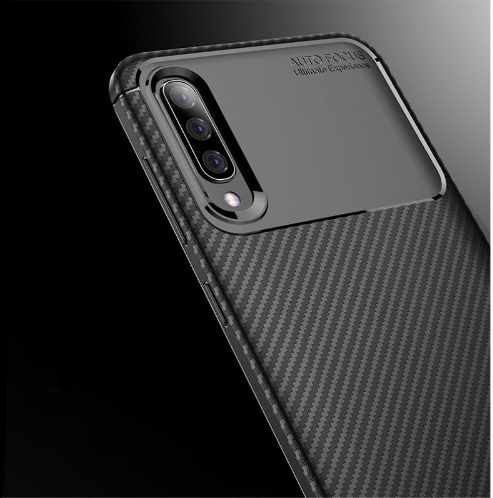 Samsung Galaxy A70 Siliconen Carbon Hoesje Rood afbeelding 5