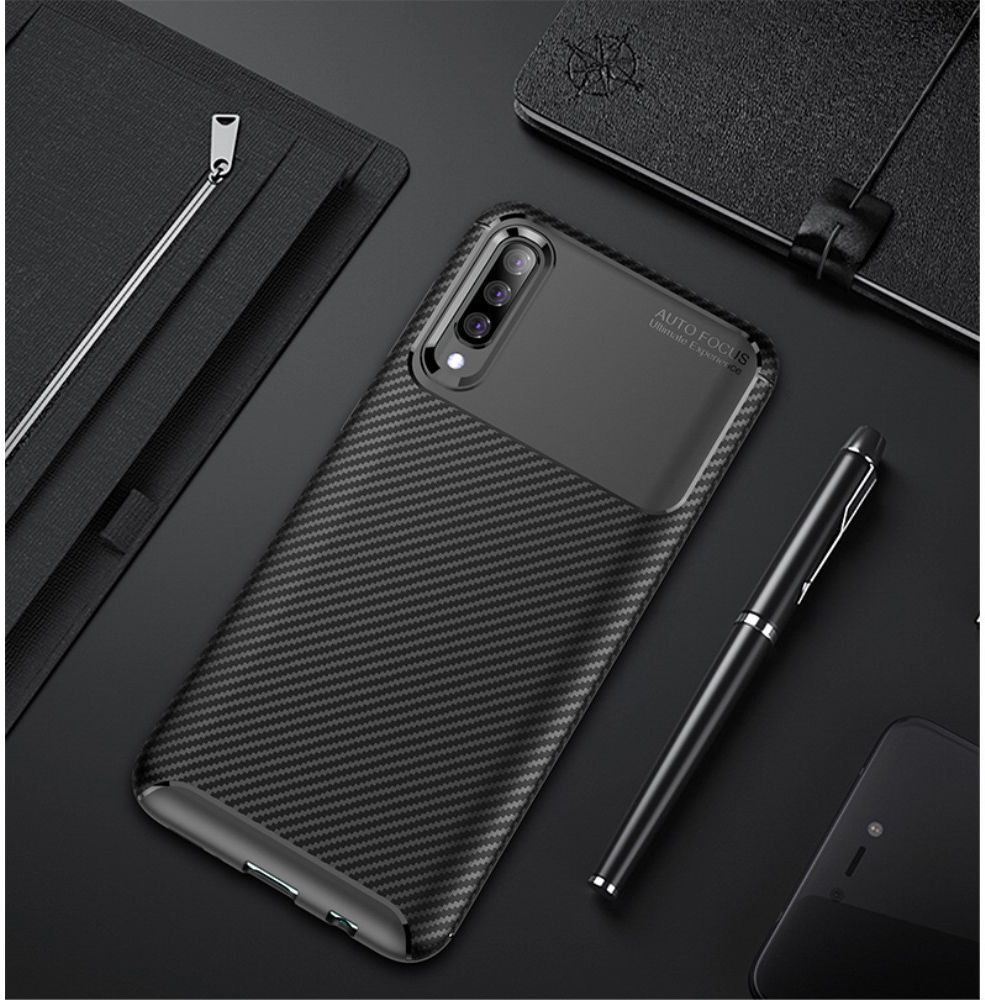 Samsung Galaxy A70 Siliconen Carbon Hoesje Rood afbeelding 7