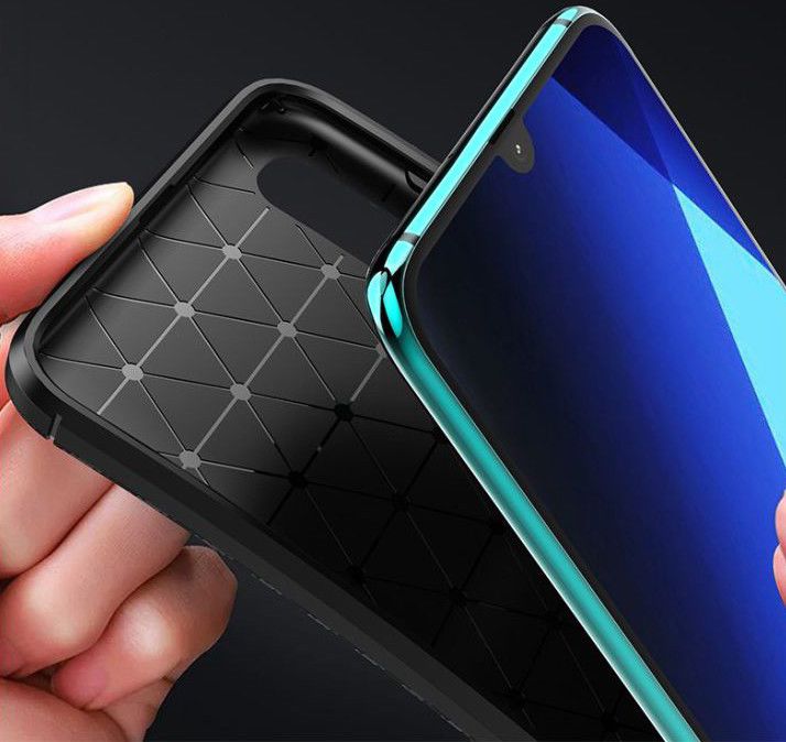 Samsung Galaxy A70 Siliconen Carbon Hoesje Rood afbeelding 9