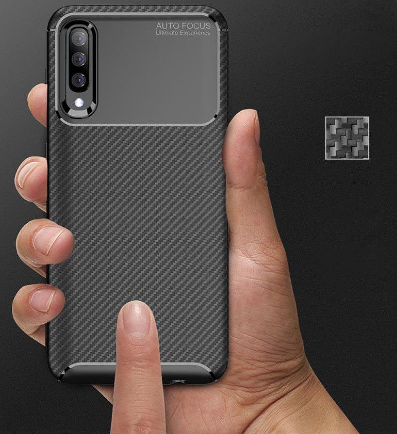 Samsung Galaxy A70 Siliconen Carbon Hoesje Rood afbeelding 10