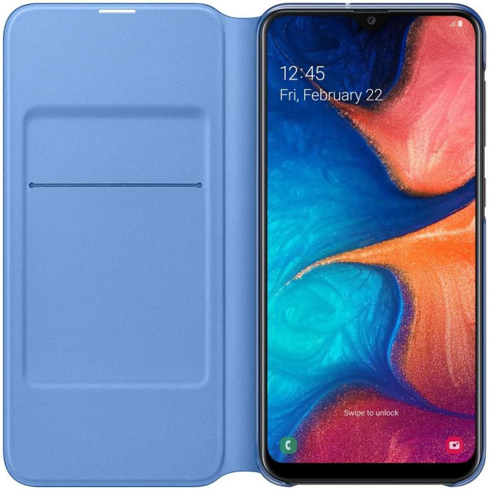 Origineel Samsung Galaxy A20E Hoesje Wallet Cover Zwart/Blauw afbeelding 2