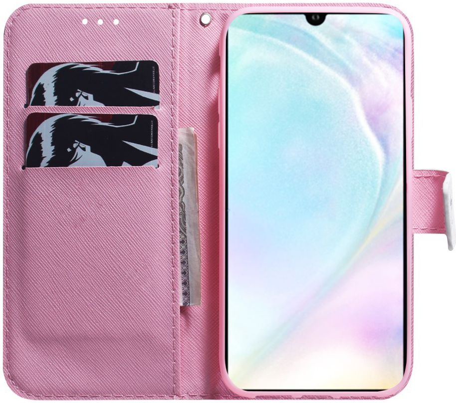 Huawei P30 Portemonnee Hoesje met Print Bloem afbeelding 2