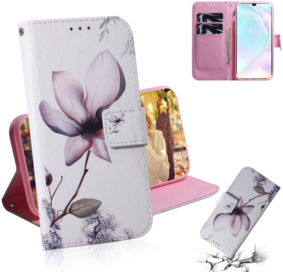 Huawei P30 Portemonnee Hoesje met Print Bloem afbeelding 6