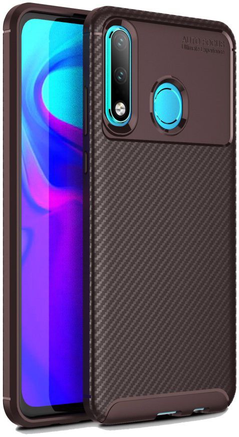 Huawei P30 Lite Siliconen Carbon Hoesje Coffee afbeelding 1