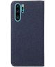 Huawei P30 Pro Soft Canvas Portemonnee Hoesje Blauw