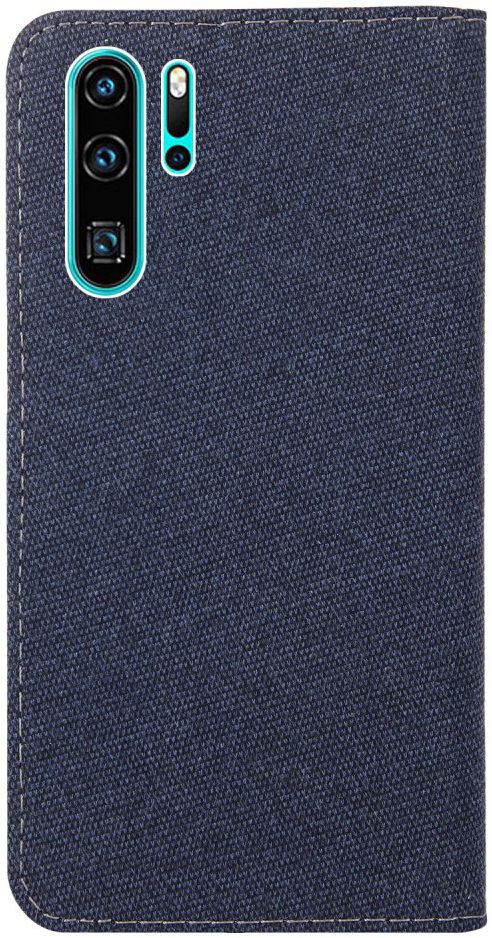 Huawei P30 Pro Soft Canvas Portemonnee Hoesje Blauw afbeelding 3