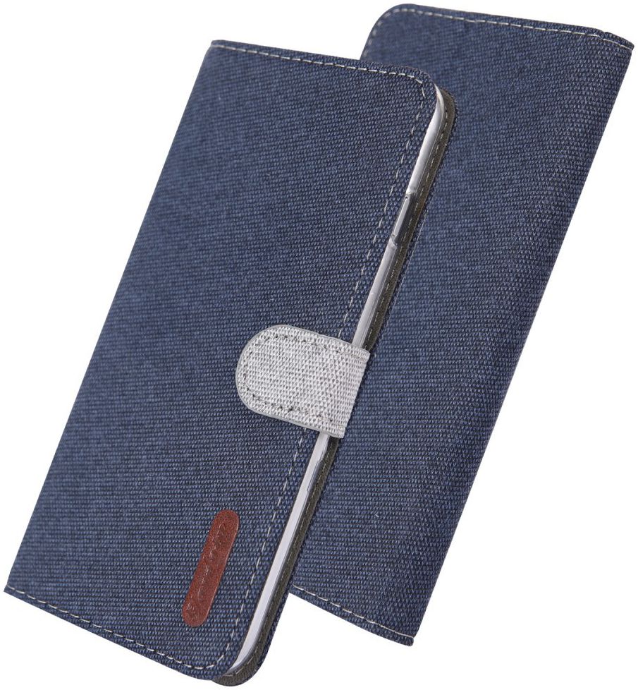 Xiaomi Redmi Note 7 Soft Canvas Portemonnee Hoesje Blauw afbeelding 1