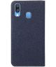 Samsung Galaxy A40 Soft Canvas Portemonnee Hoesje Blauw