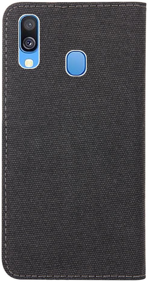Samsung Galaxy A40 Soft Canvas Portemonnee Hoesje Zwart afbeelding 3