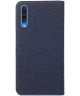 Samsung Galaxy A50 Book Case Hoesje Soft Canvas Wallet Blauw