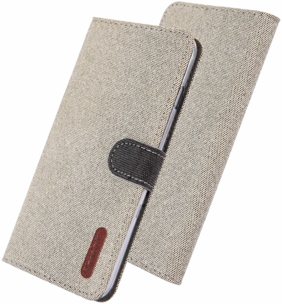 Samsung Galaxy A70 Soft Canvas Portemonnee Hoesje Khaki afbeelding 1