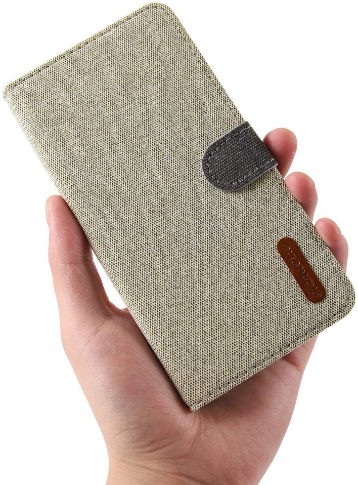 Samsung Galaxy A70 Soft Canvas Portemonnee Hoesje Khaki afbeelding 5
