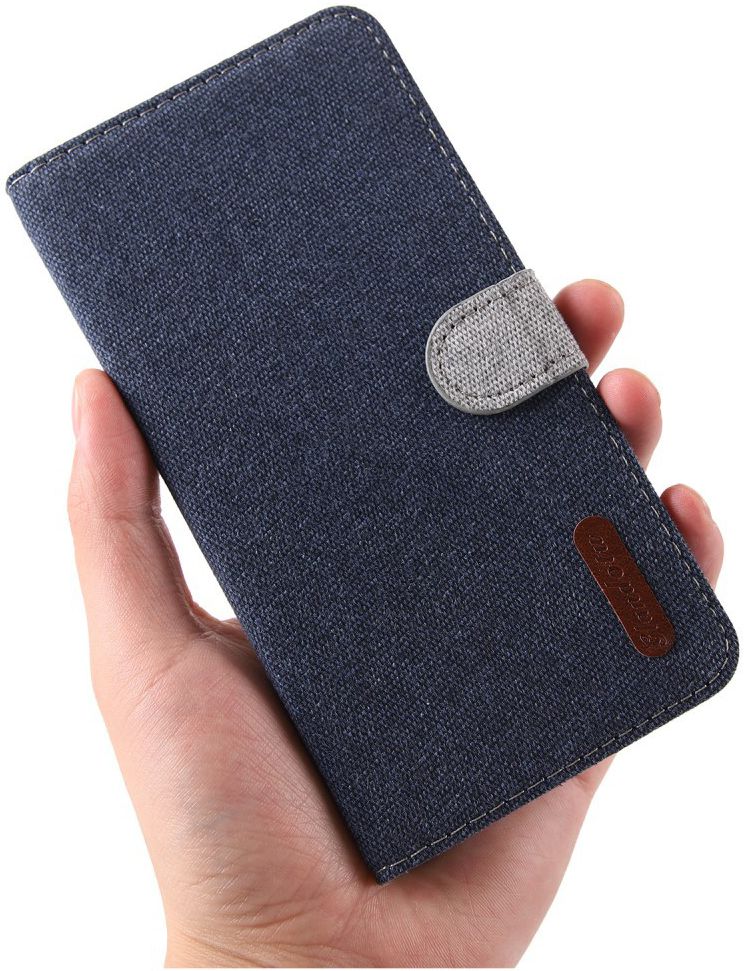 Samsung Galaxy A70 Soft Canvas Portemonnee Hoesje Blauw afbeelding 4