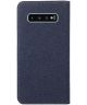 Samsung Galaxy S10 Plus Soft Canvas Portemonnee Hoesje Blauw