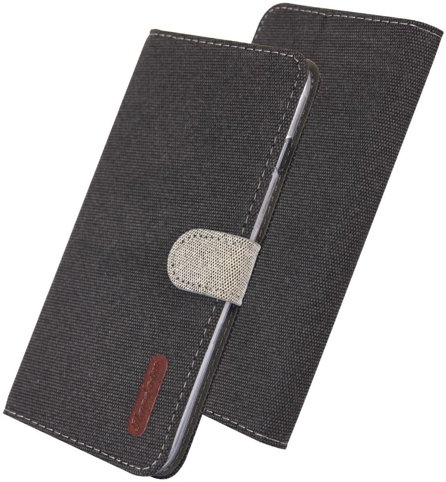 Samsung Galaxy S10E Soft Canvas Portemonnee Hoesje Zwart afbeelding 3