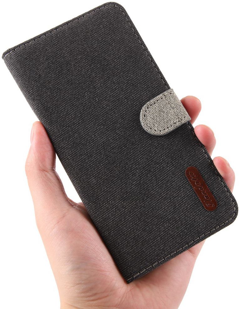 Samsung Galaxy S10E Soft Canvas Portemonnee Hoesje Zwart afbeelding 4
