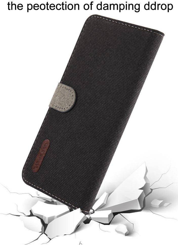 Samsung Galaxy S10E Soft Canvas Portemonnee Hoesje Zwart afbeelding 5